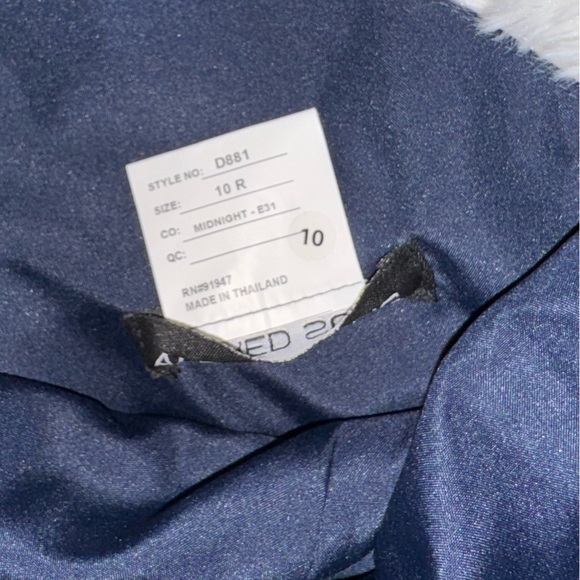 NEW Alfred Sung Strapless Bow Belt Satin Twill Column midnight blue Gown Sz 10 - Picture 6 of 8